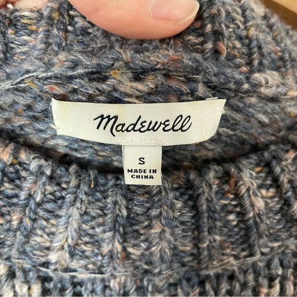 [Madewell] Women's Gray Speckled Pink Pullover Sweater Wool Blend - Picture 5 of 8